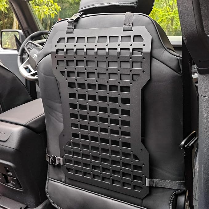 MAIKER 2pcs Tactical Seat Back Molle Panel Compatible with 2021-2026 Ford Bronco, Tactical Rigid Molle Aluminum Insert Panel with 4 Storage Bags and 10 Fastening Tape