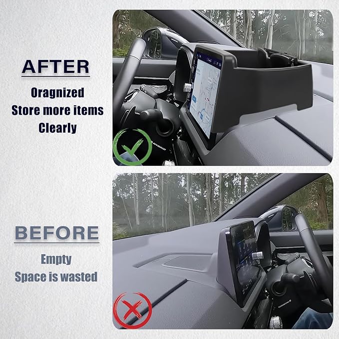 Center Console Organizer Compatible with 2023 2024 2025 2026 Honda CRV EX-L/Sport-L Hybrid Dashboard Tray Interior Insert Accessories Behind Screen Black