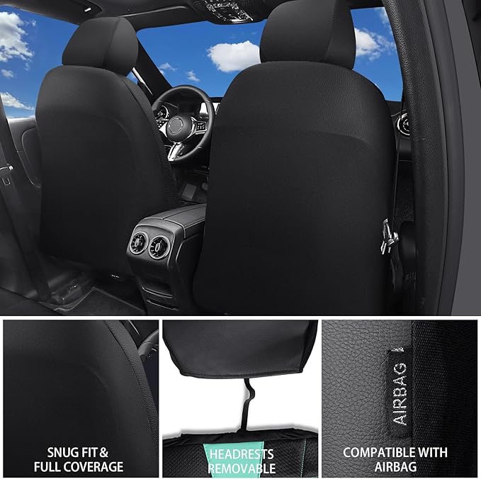CAR PASS 3D Air Mesh Seat Covers for Car, Leather Car Seat Cover Front Seats, Breathable Foam Premium Leather Mesh Front Seat Covers Universal Fit for Cars Sedans Trucks Vans SUVs, Black Mint
