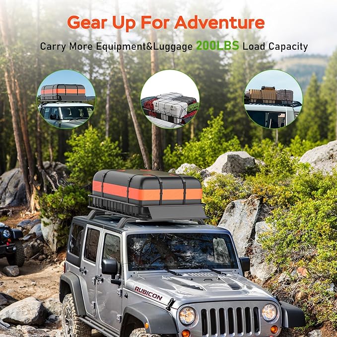 Roof Rack Carrier Basket 51" X 36" X 5" Universal Rooftop Cargo Basket - 200LB Capacity with 15 Cu.Ft Waterproof Bag, Heavy Duty Roof Rack for SUV/Truck/Van Cargo Carrier, Corrosion-Resistant Steel