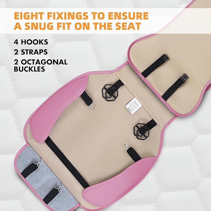 Elantrip 2PCS Front Car Seat Covers Pink Leather Auto for Women Airbag Compatible Diamond Pattern PU Seat Cover Universal Fitness