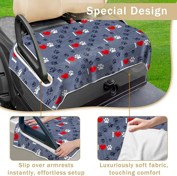YOKYHOM American Flag Golf Cart Seat Covers for 2/4-Seater, Patriotic USA Seat Towel Blanket Keeps Seats Cool & Clean for Summer, Microfiber Fits EZGO, Club Car, Yamaha, 51"x31"