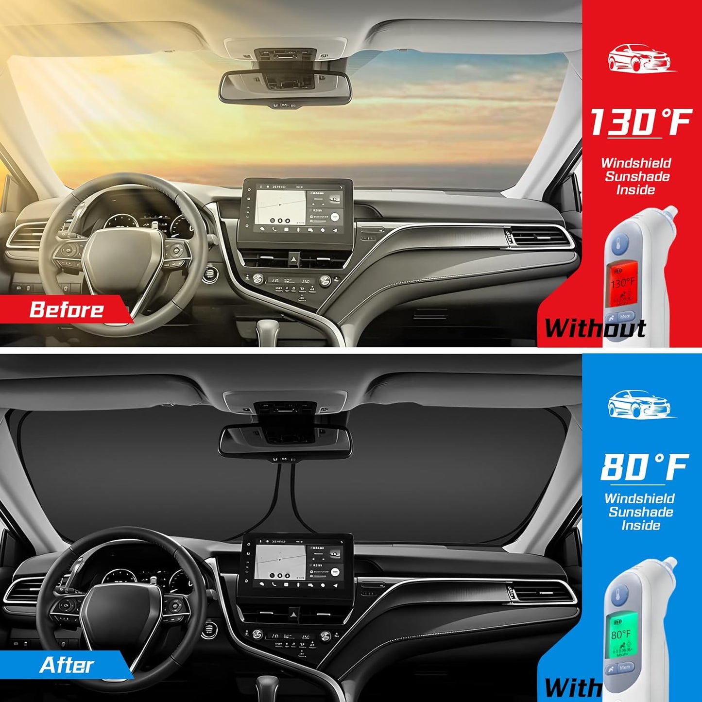 ARISMOTOR Windshield Sun Shade for NIS-san Titan 2020-2024, Custom Fit Foldable Front Window Sunshade Sun Visor Protector, Block UV Rays Keep Your Car Cooler