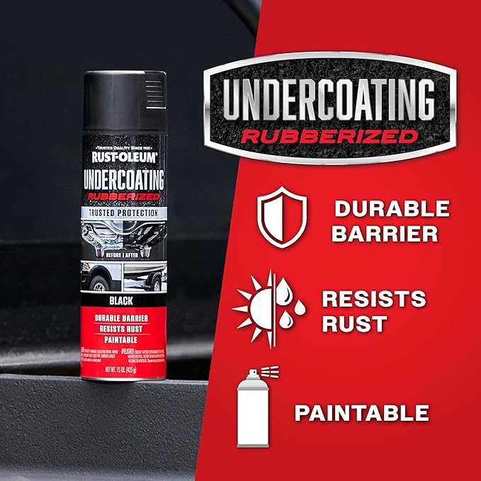 Rust-Oleum 248657-6PK Stops Rust Undercoating Spray, 15 oz, Rubberized Black, 6 Pack