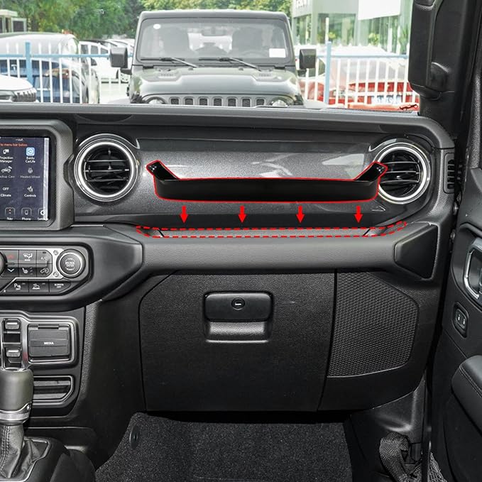 4PCS Center Console Organizer Storage Box for 2024 2025 Jeep Wrangler JL JLU 4XE and Gladiator JT, Gear Shift Console Tray Organizer, Hanging Armrest Storage Box, Co-Pilot Organizer