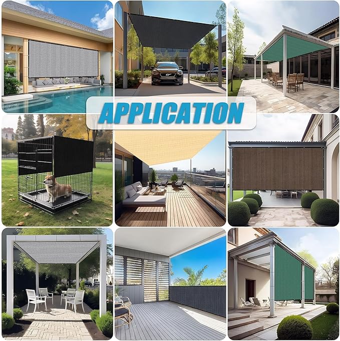 Amagenix 90% Sun Shade Cloth with Grommets, 12' x 12' Pergola Replacement Shade Cover Canopy Privacy Screen for Outdoor Patio Garden, Green (We Customized)