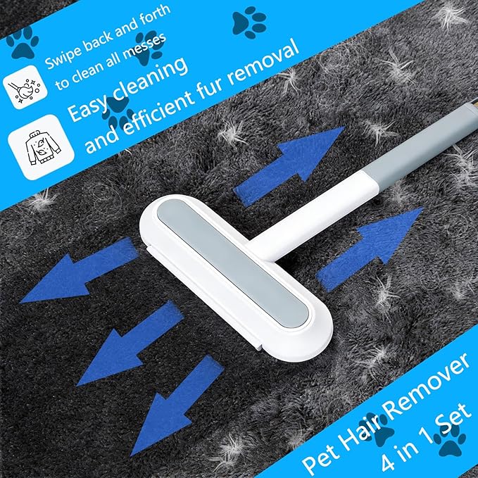 Newly Pet Hair Removal Tool for Cats & Dogs, Upgraded Reusable Washable Pet Hair Remover 4 in 1 Set for Laundry, Couch, Car Seat, Carpet, Clothing and Bedding