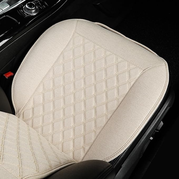 West Llama Linen Car Seat Covers-Breathable & Soft-Front Car Seat Protector Universal Fit 90% Cars,SUVs,Trucks,Diamond Pattern- 1Pair,Beige
