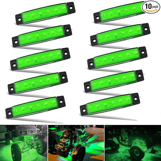 10Pcs Led Rock Lights Waterproof 3.8" Green LED Underglow Kit,Fender Wheel Well Lights, Car Exterior Side Marker Lights for Wrangler Pickup Truck Golf Cart RV SUV Offroad ATV UTV