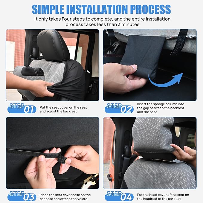 Nilight Car Seat Cover 2PCS Black Grey Breathable Mesh Interior Covers with Removable Headrest Airbag Compatible Universal for Cars Truck and SUV Front Seats