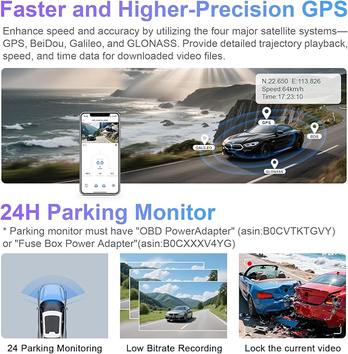 4K Front & 2K Rear 2 Channel HDR Dash Cam, Dual STARVIS 2 IMX678 IMX675, Custom Fit for Toyota Highlander & Hybrid Gen3 UX50 2017-2019 (Model B), LE Limited L XLE etc, 5GHz WiFi,GPS, 128GB Card