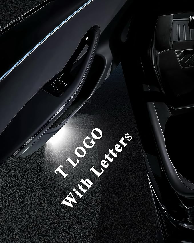 LOWEEY 4K Car Door Lights Logo Projector, Premium Accessories Compatible with All Tesla Model Y Juniper Model 3 Highland X S, OEM Style Ultra-Bright No Fade 3D Laser Puddle Welcome Ghost Light(2 Pack)