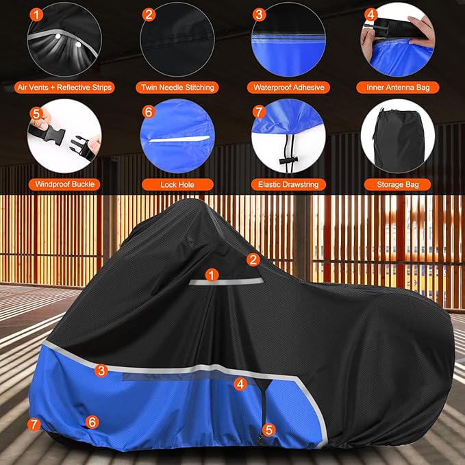 Waterproof Motorcycle Cover Replace for Indian Scout/Scout Bobber/Chief, 420D Oxford Cloth Customized Motorcycle Cover for Snow Rain Dust Protection
