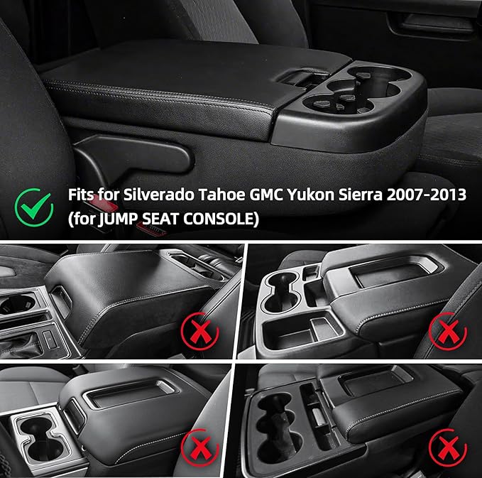 Center Console Cover Fit for Silverado Tahoe Sierra Yukon Suburban 2007-2013 Jump Seat Console, Car Armrest Seat Box Cover, Car Arm Rest Covering, Arm Rest Cushion Pad