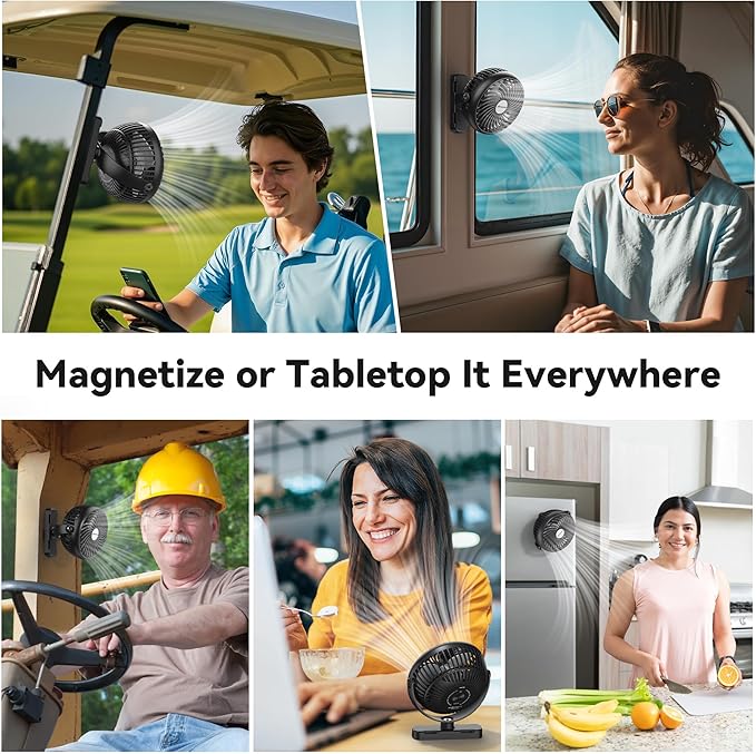 AMACOOL Magnetic Golf Cart Cruise Fan, Tool Gifts for Men Him Dad Husband Father, 5000mAh Rechargeable Birthday Golf Gifts for BBQ Grill Work Golf Cart Cruise Travel Essentials Accessories 2026