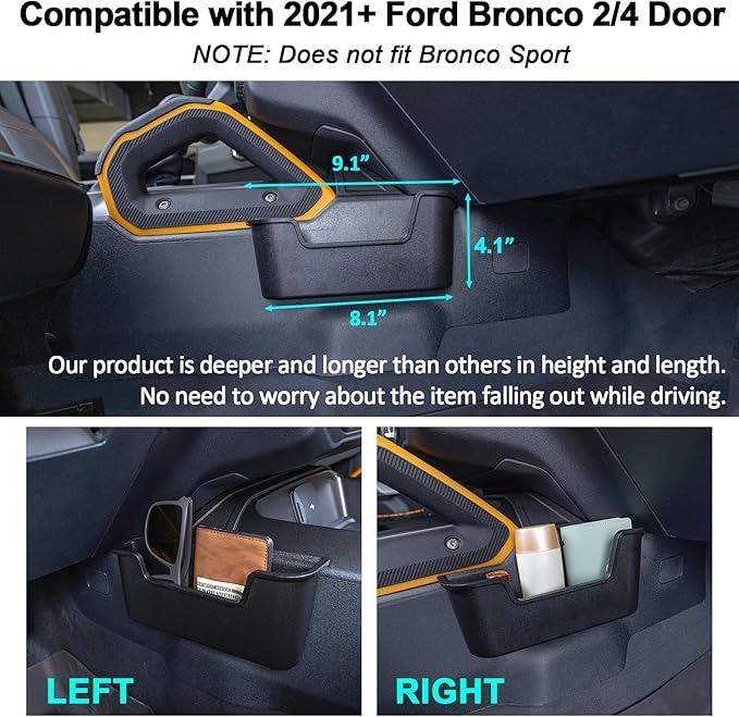 TOPINSTALL New Gear Shifter Organizer Compatible with 2021-2025 2026 Ford Bronco, Center Console Gear Side Storage Box Tray Interior Accessories for Bronco 2/4-Door (Not for Bronco Sport)