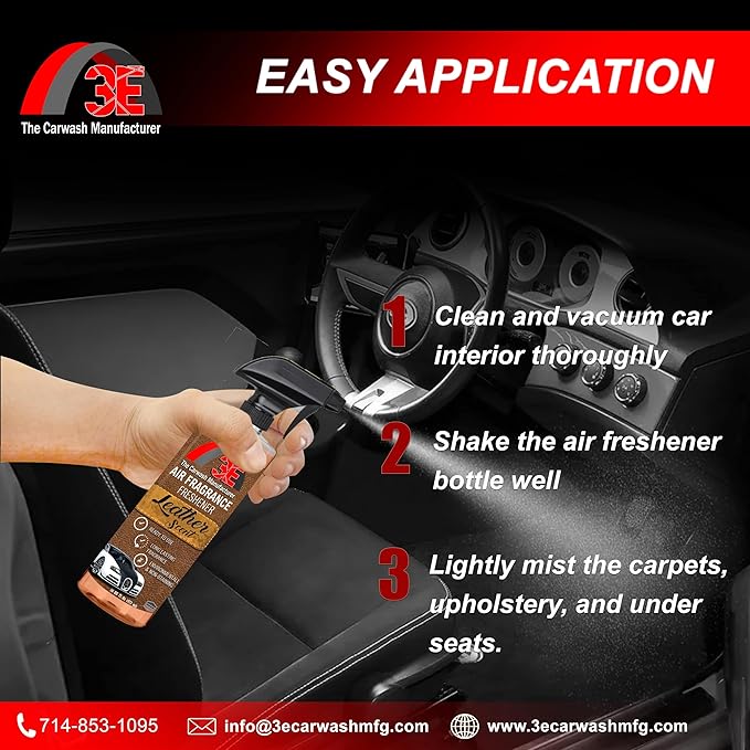 Leather Scent Air Freshener & Odor Eliminator, Premium Long-Lasting Fresh Leather Smell for Cars, Trucks, SUVs, RVs & More, Nonstaining - 16 fl oz
