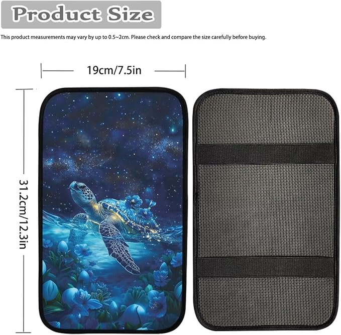 Suobstales Galaxy Turtle Flower Print Car Armrest Pad Soft Center Console Arm Rest Protector Cover Universal Car Interior Accessories Decoration