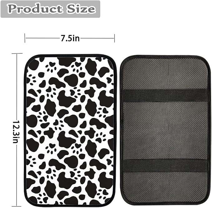 Coldinair Cow Dog Paw Car Armrest Cover,Auto Center Console Pad,Soft Seat Cover Protector Cushion,Car Accessories Decor for Most Cars,Sedan,Truck,SUV