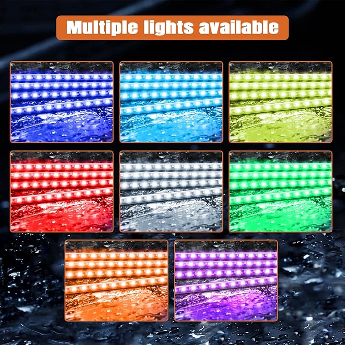 Wuyaoyao Car LED Interior Light, 48 LED Lights Multicolor Music Car Strip Light, Car Strip Light with Sound Active Function and Remote Control, Under Dash Lighting Kit (USB+APP)