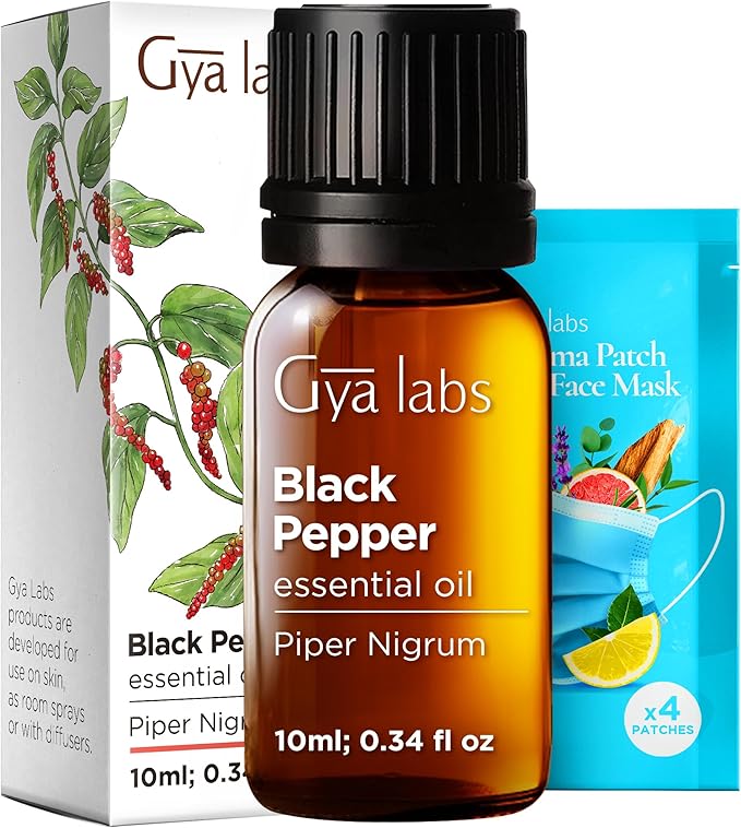 100% Pure Black Pepper Essential Oil - 0.34 Fl Oz - Black Pepper Oil for Hair, Skin, Diffuser, Aromatherapy & DIY Candle Making Scent