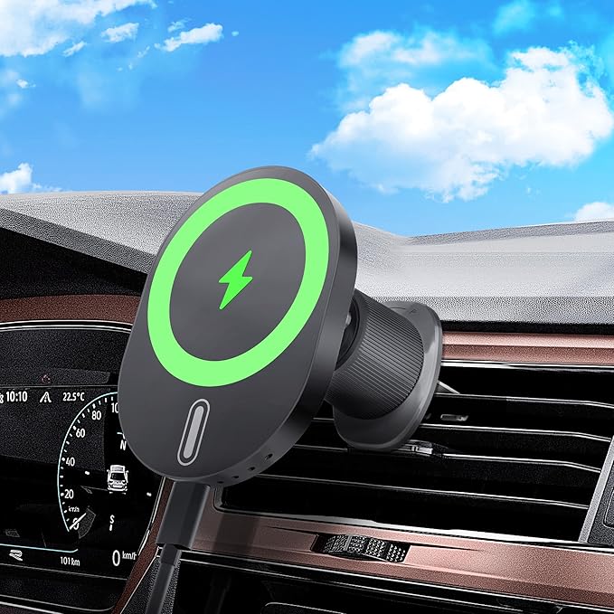 for MagSafe Car Mount Charger [15W Fast Charging] Phone Holder Wireless Car Charger Wireless Phone Holder for iPhone 17 16 Pro Max 15 Plus 14 13 12 & Samsung Galaxy S25 S25+ Ultra S24 S24+ Ultra