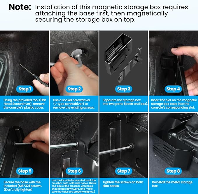 DIAMOOKY Upgraded Metal Magnetic Center Console Organizer for Jeep Wrangler JL/JLU/4XE 2018-2026 & Gladiator JT 2026 2025 2024-2020 Accessories, Gear Shift Side Storage Box,Integrated (Not for JK/JKU)