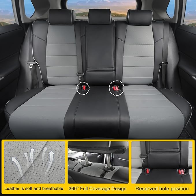 Lolcar Rav4 Seat Covers Custom Fit for Toyota Rav4 (for Hybrid) 2019-2025 LE,XLE,XLE Premium,Limited,Woodland Edition, Leather Truck Seat Cover Full Set for SUV,Faux Leather(Black/Gray)