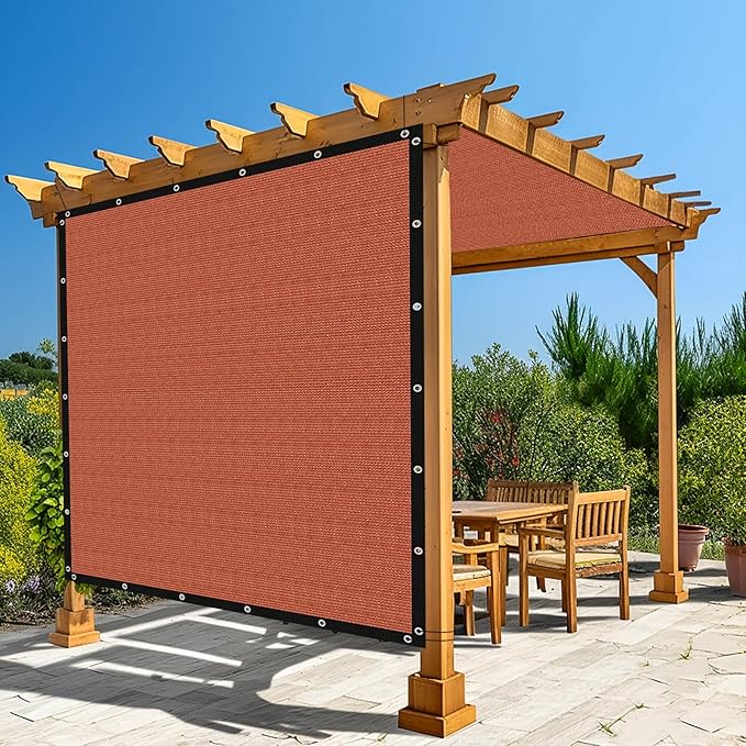 Amagenix 90% Pergola Shade Cover 8' X 13' Sun Shade Cloth with Grommets for Outdoor Garden Patio Porch, Commercial Grade 200 GSM - Cable Zip Ties Included (We Customized) GN108, Rust Red