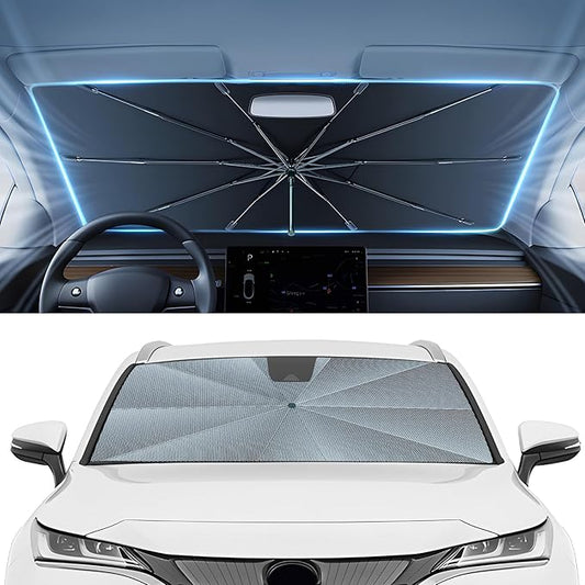 Autorder Windshield Sun Shade Umbrella for 2021-2025 Toyota Venza Accessories,Upgraded Ice Crystal Material,Easy Setup Umbrella Sunshade for Car Windshield,100% Sun Blocking