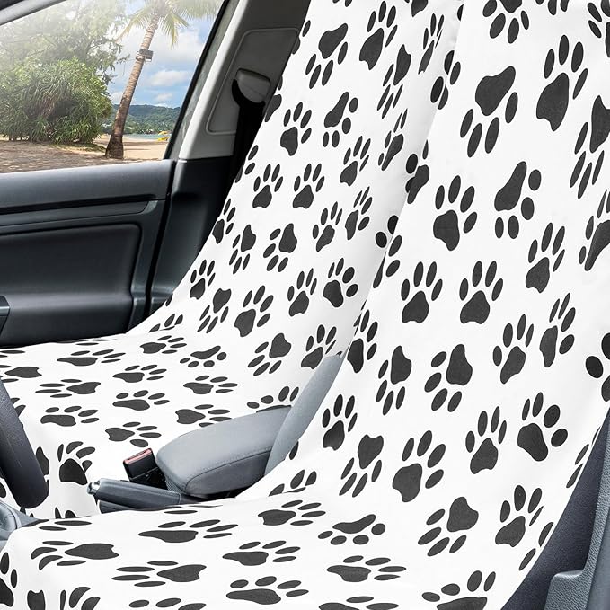 2 Pack Car Seat Towel Covers with Storage Bag 63 x 32 Inch Athletic Running Towel Seat Sweat Washable Non Slip Cover Gift for Car Outdoor Sport Activities (Dog Footprints)
