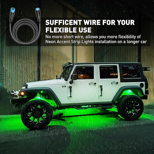 Nilight 2 Pack 5FT 4 Pin Extension Cable Cord for 4PCS Car Underglow Neon Accent Strip Lights 252 LEDs RGB 8 Color Wire Harness 5 Feet Underglow Light Extension Wire Plug and Play