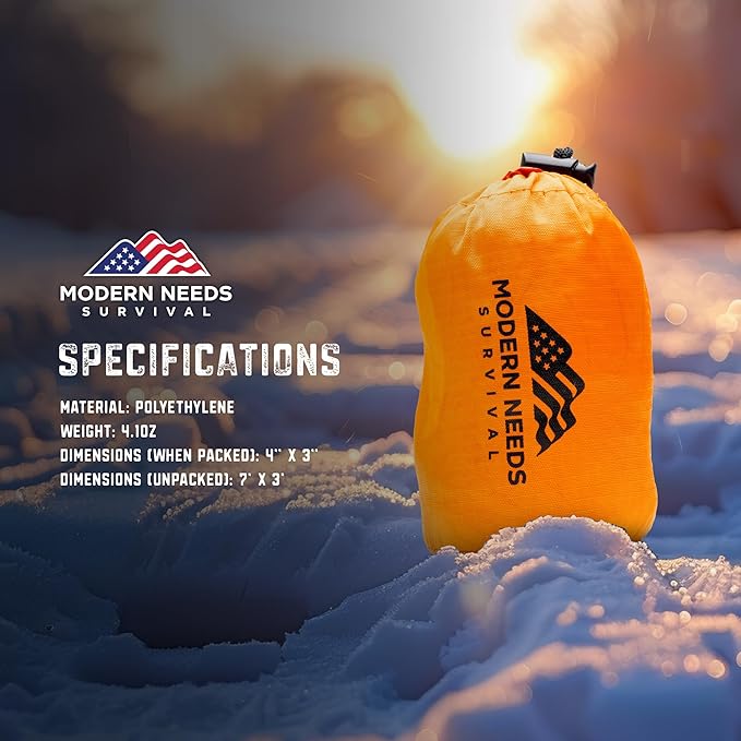 MODERN NEEDS Emergency Sleeping Bag Survival – Thermal Blanket & Bivy Sack | Emergency Bivy & Survival Blanket | Outdoor Sleeping Bag & Hiking Sleeping Bag | Sleeping Bags for Adults