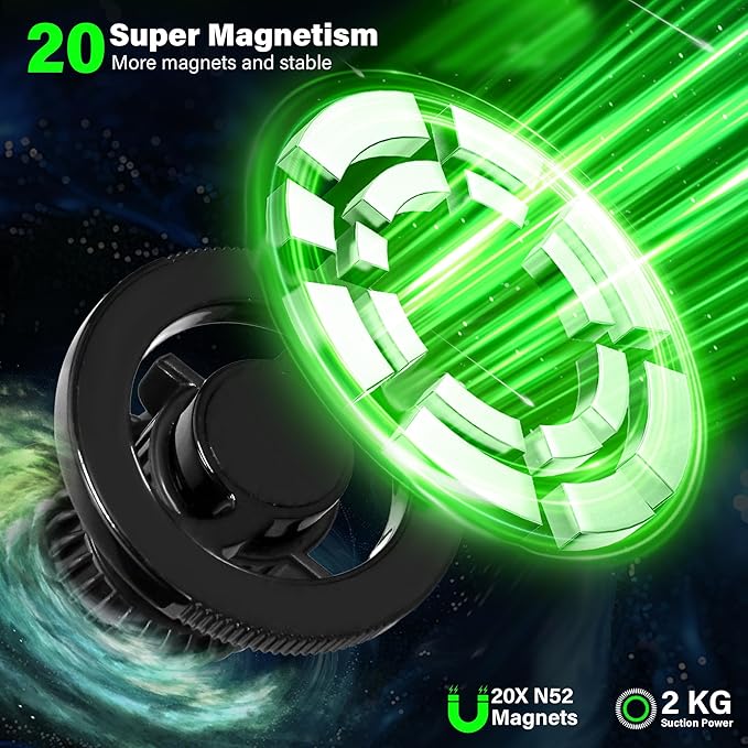 Magnetic Car Phone Holder, N55 Strong Magnets, 360° Rotation Dashboard Magnetic Phone Holder for Car, Folding Car Magnet Phone Mount for iPhone 16 15 14 13 Pro Max (Round-3)