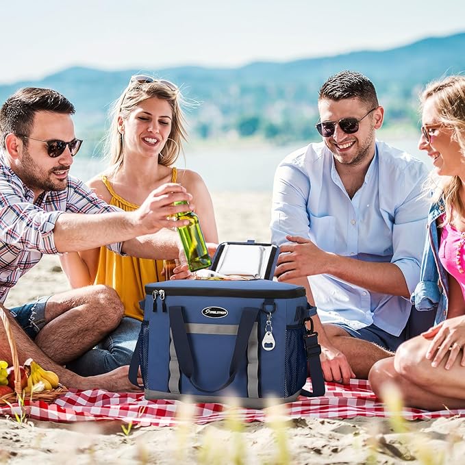 Maelstrom Collapsible Soft Cooler Bag,35/55/75 Cans Beach Cooler with Flip Top Lid, Ice Chest, Leakproof & Portable for Beach, Camping, Road Trips & Grocery Shopping