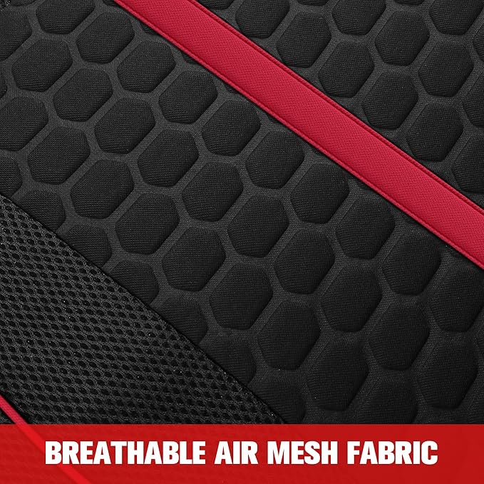 Breathable Premium Car Seat Covers Front Set，3D Air-Mesh Seat Covers for Cars，Comfortable Safety Airbag Compatible，Universal for Most Cars Sedan Truck SUV(Black/Red)