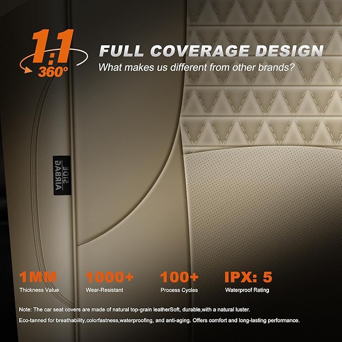 AOMSAZTO Custom Fit Seat Covers for Toyota 4Runner: 2011-2024 Faux Leather Full Set Car Seats Cover for 4Runner Beige (5 Seats Model Only)