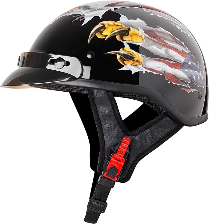 Cartman Cruiser Scooter Motorcycle Half Face Helmet, Patriotic Eagle USA Graphics, DOT Approved for Bike Scooter ATV UTV Chopper, Small