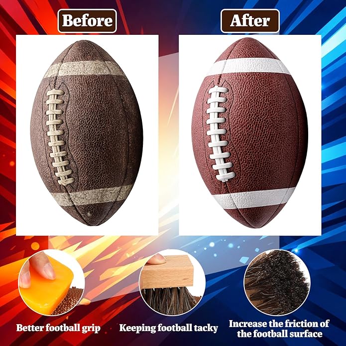Didaey 5 Pcs Football Prep Kit for Improved Tack Leather Football Conditioning Brush and Wax Set for Youth Adult Training Leather Bowling Ball Sneaker Maintenance