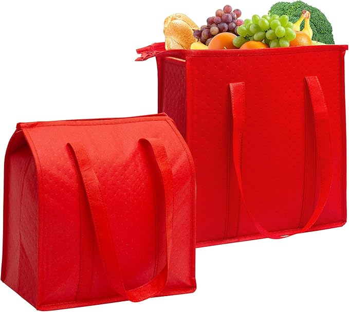 Insulated Grocery Bags with Zippered top Frozen Food Shopping Groceries Travel Insulated Tote Cooler Thermal Bags