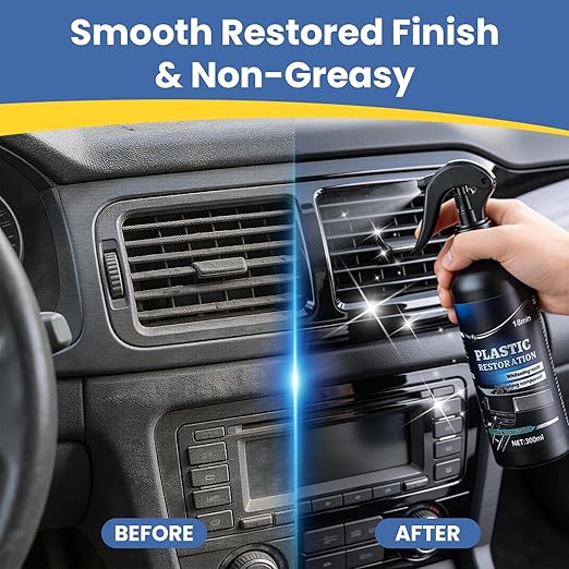 Plastic Restorer for Cars, Highly Concentrated Ceramic Coating Back to Black Auto Exterior and Interior Trim Scratch Remover on Plastic, Vinyl & Rubber, 300ml