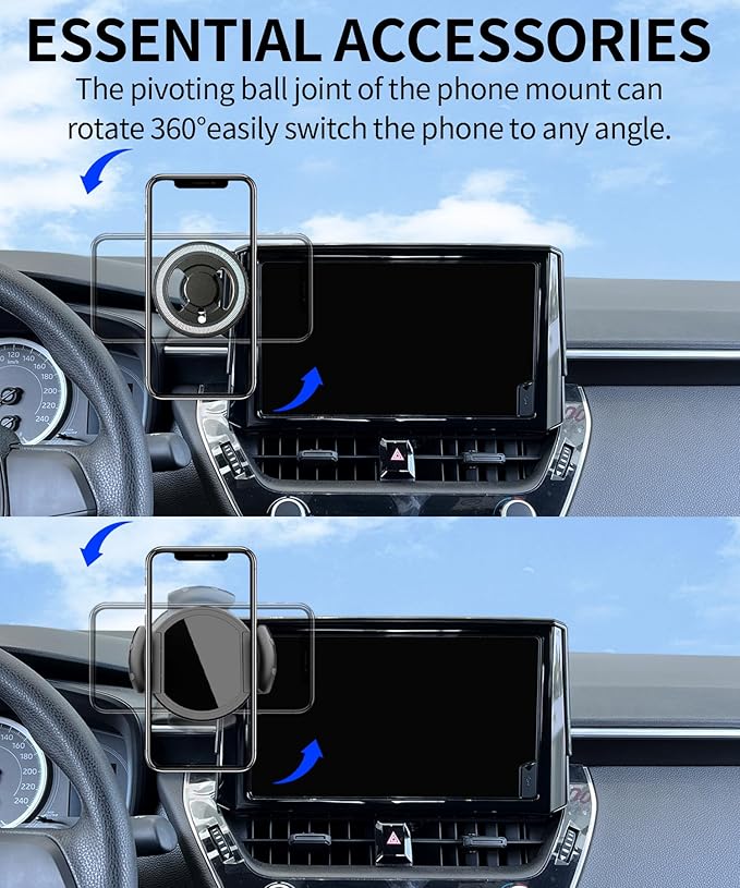 Magnetic Car Phone Mount for Toyota Corolla 2019-2026 / Corolla Cross 2022-2026, for MagSafe Strong Magnets Cell Phone Holder 8-Inch Touch Screen Cradles, with Portable Phone Gripper