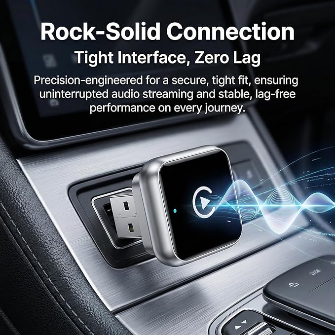 Wireless CarPlay Adapter, 2-in-1 Mini CarPlay & Android Auto Wireless Adapter, Plug & Play, Auto Connect, Car Accessories, Car Play Dongle Compatible with iPhone & Android