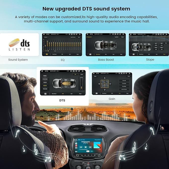 Roadanvi Car Radio for Jeep Renegade 2015-2022 Wireless Carplay/Android Auto, 9" Touch Screen Head Unit with Knob and Physical Button, Car Stereo with Gyroscope GPS Navigation, Bluetooth, WiFi,4G LTE