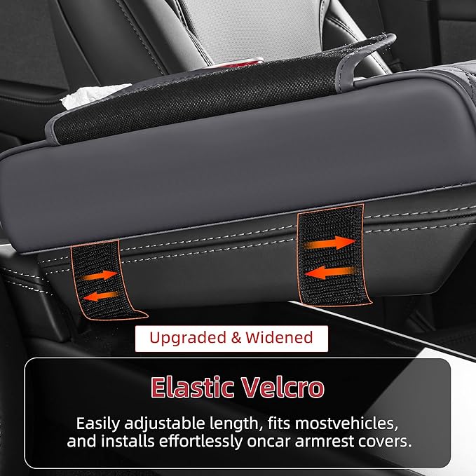 5 in 1 Car Center Console Cover, Armrest Pad with 2 Storage Pockets, Cup Holder, Tissue Box Slot, Phone Holder, Universal Car Interior Organizer (Gray)