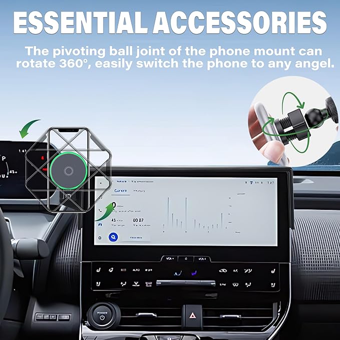 Car Phone Holder for 2023-2025 Toyota BZ4X / Subaru Solterra Accessories Apply to 8/12.3 Inch Touch Screen 15W Fast Wireless Charger Screen Fixed Clip Cell Phone Mount Hands-Free
