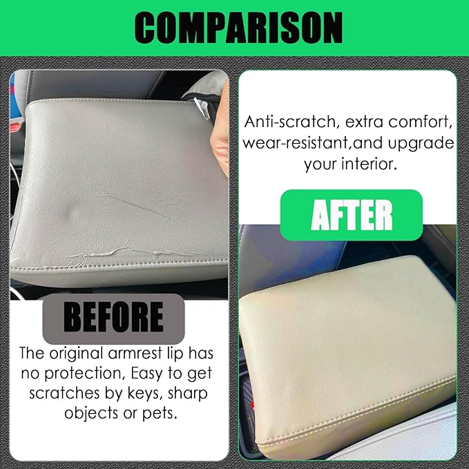 for Honda CRV 2017-2022 Center Console Cover - Vegan Leather Extra Soft Armrest Cover for Honda CR-V Interior Accessories 2017 2018 2019 2020 2021 2022（Beige）