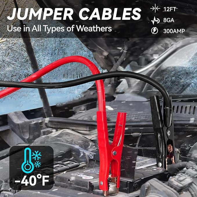 VCANENERGY Car Emergency Kit with Jumper Cable, First Aid Kit, Winter Travel Assistance with Detachable Snow Shovel, Safety Emergency Kit for Cars, Trucks