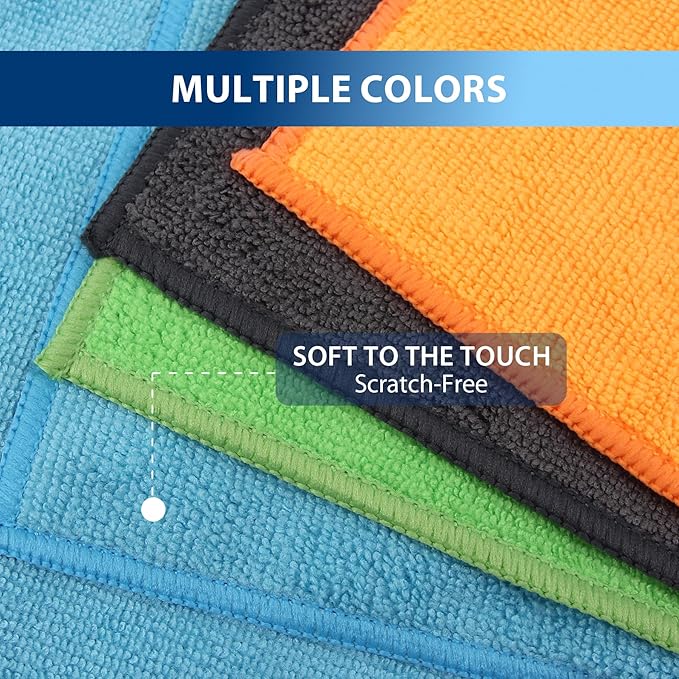 Tricol Clean 12 Pack Microfiber Cleaning Cloth 11.8x11.8inch - Streak-Free, Reusable Microfiber Wipes Towels for Glass, Kitchen, Car, Dusting - Absorbent & Lint-Free-Mixed 4 Colors