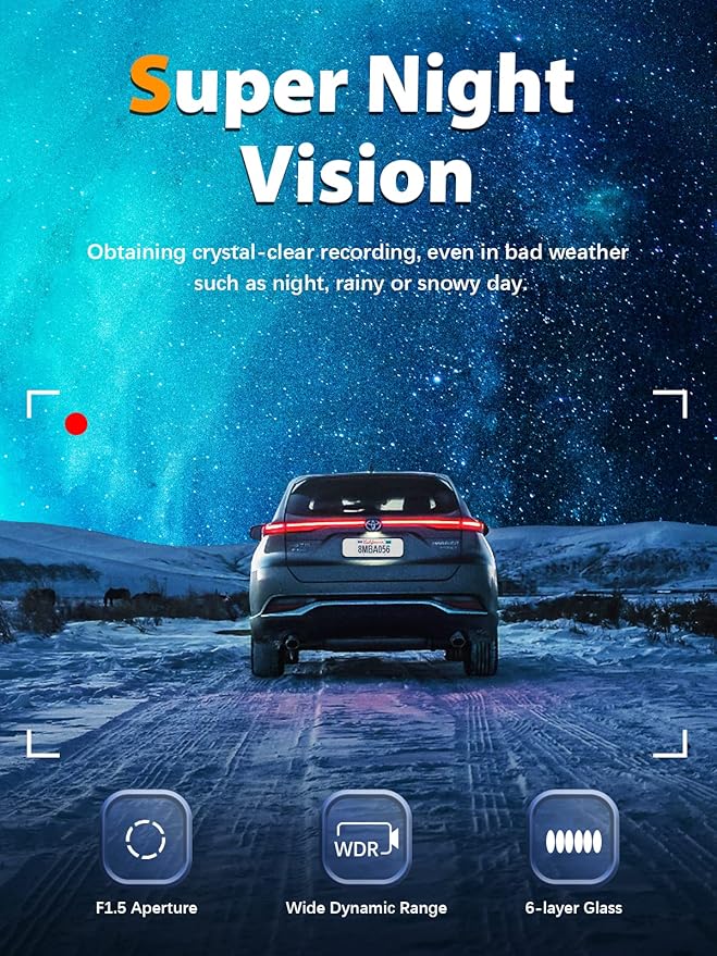 ARIFAYZ Dash Cam Front and Rear 4K+1080P, Free 64GB Card, Built-in WiFi, Dash Camera for Cars, Car Camera, Dual Dashcams for Cars with Night Vision, 24 Hours Parking Monitor, Loop Recording